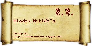 Mladen Miklós névjegykártya